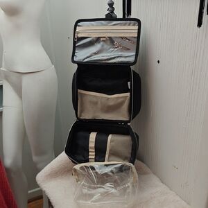 Elegant Black and Beige Cosmetic Organizer